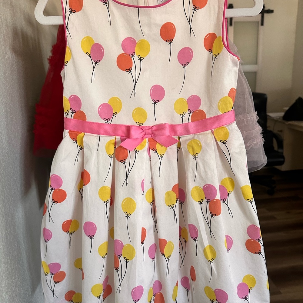 Rachel Riley Pink and Yellow Birthday Balloon Print Dress
